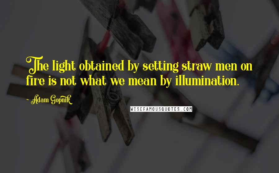 Adam Gopnik Quotes: The light obtained by setting straw men on fire is not what we mean by illumination.