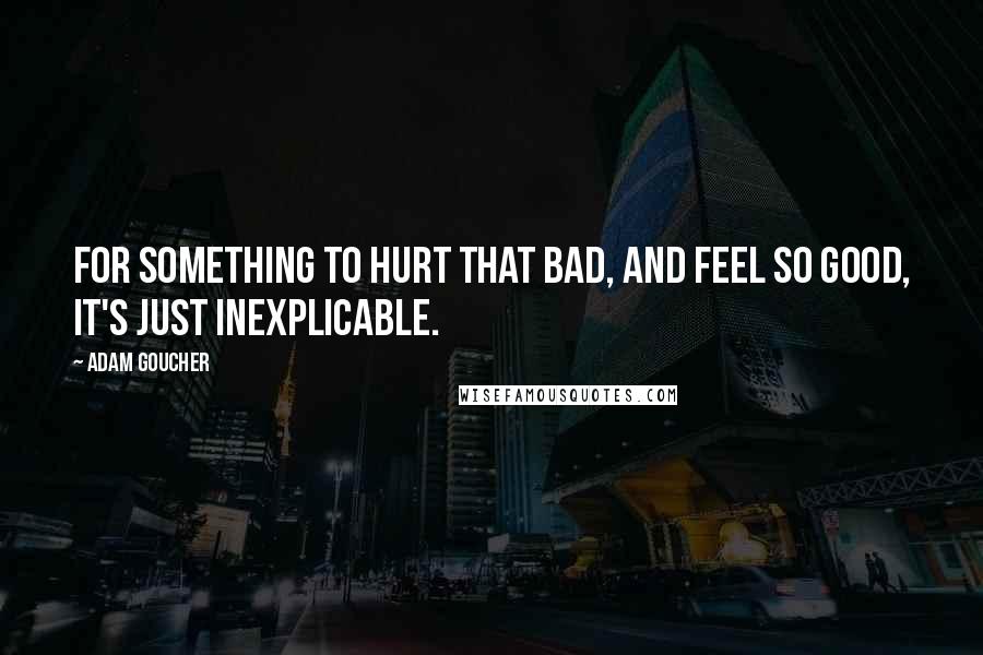 Adam Goucher Quotes: For something to hurt that bad, and feel so good, it's just inexplicable.