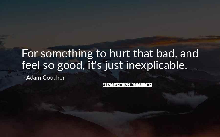 Adam Goucher Quotes: For something to hurt that bad, and feel so good, it's just inexplicable.