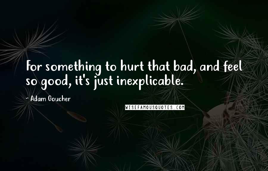 Adam Goucher Quotes: For something to hurt that bad, and feel so good, it's just inexplicable.