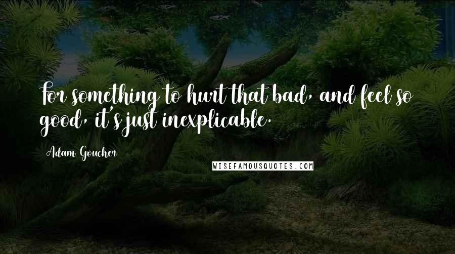 Adam Goucher Quotes: For something to hurt that bad, and feel so good, it's just inexplicable.