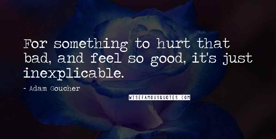 Adam Goucher Quotes: For something to hurt that bad, and feel so good, it's just inexplicable.