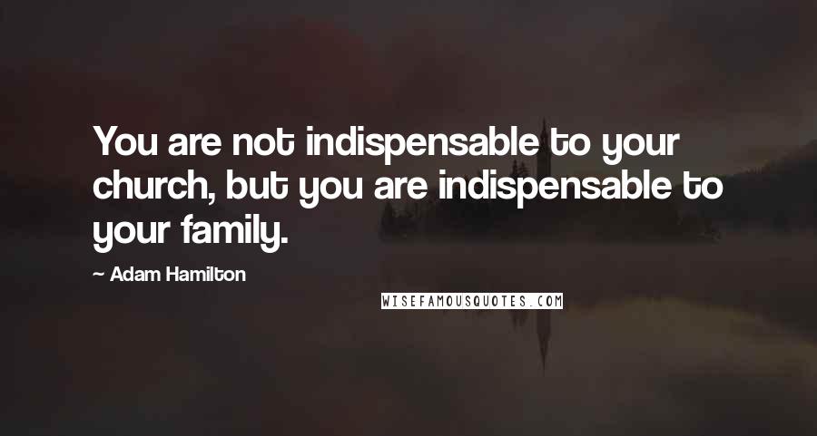 Adam Hamilton Quotes: You are not indispensable to your church, but you are indispensable to your family.