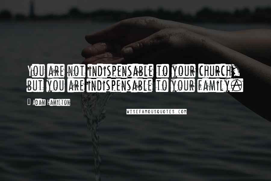 Adam Hamilton Quotes: You are not indispensable to your church, but you are indispensable to your family.