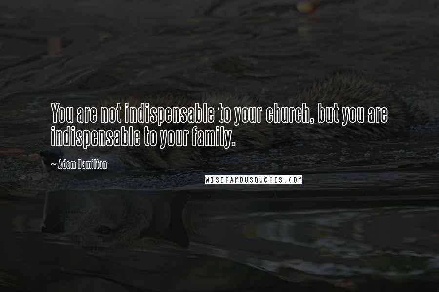 Adam Hamilton Quotes: You are not indispensable to your church, but you are indispensable to your family.