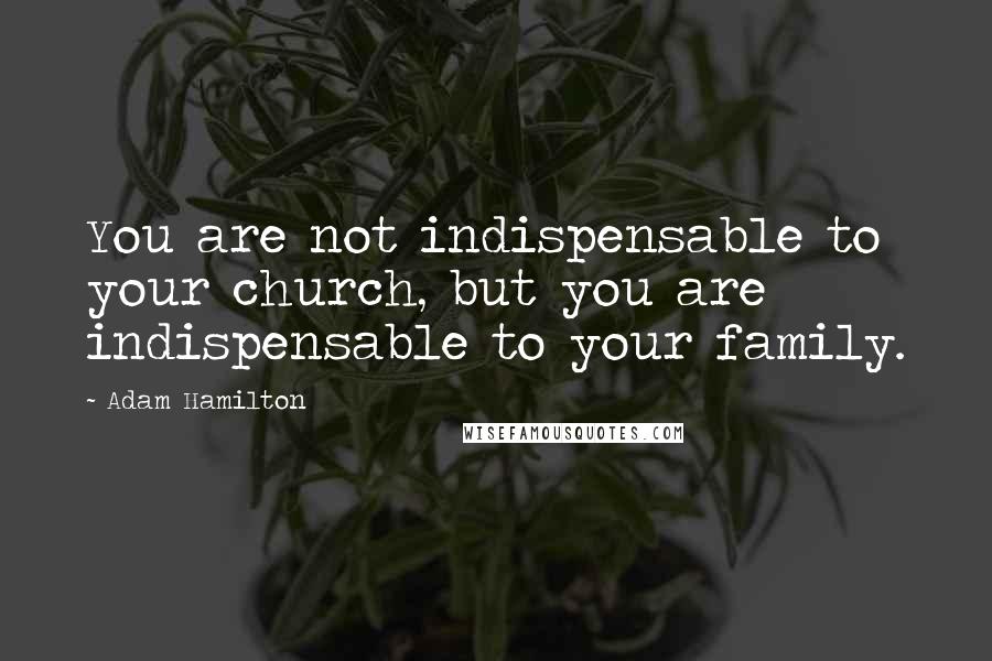 Adam Hamilton Quotes: You are not indispensable to your church, but you are indispensable to your family.