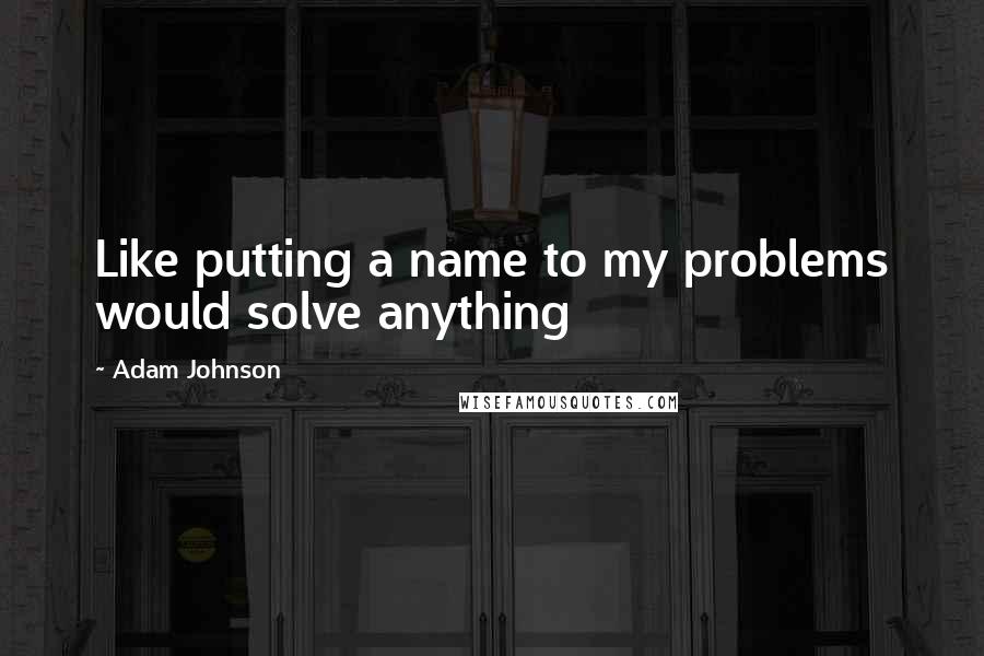 Adam Johnson Quotes: Like putting a name to my problems would solve anything