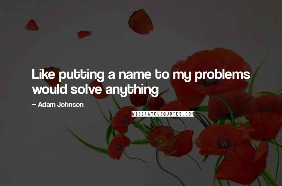 Adam Johnson Quotes: Like putting a name to my problems would solve anything