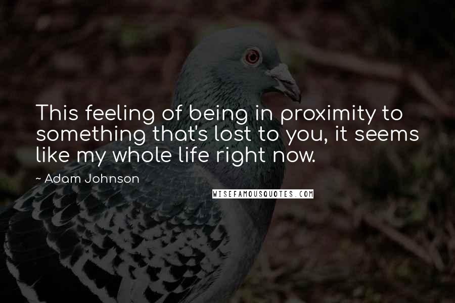 Adam Johnson Quotes: This feeling of being in proximity to something that's lost to you, it seems like my whole life right now.