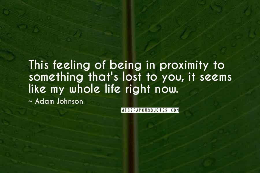 Adam Johnson Quotes: This feeling of being in proximity to something that's lost to you, it seems like my whole life right now.