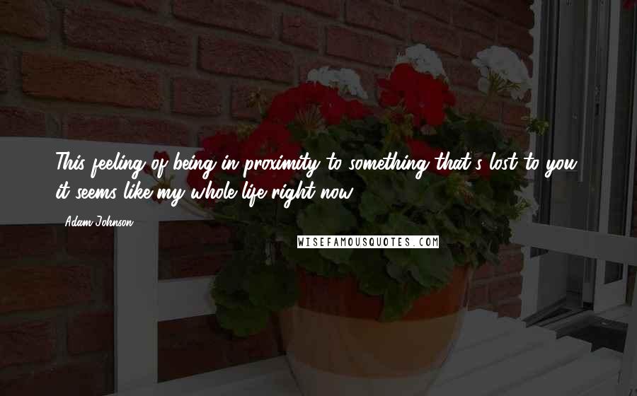 Adam Johnson Quotes: This feeling of being in proximity to something that's lost to you, it seems like my whole life right now.