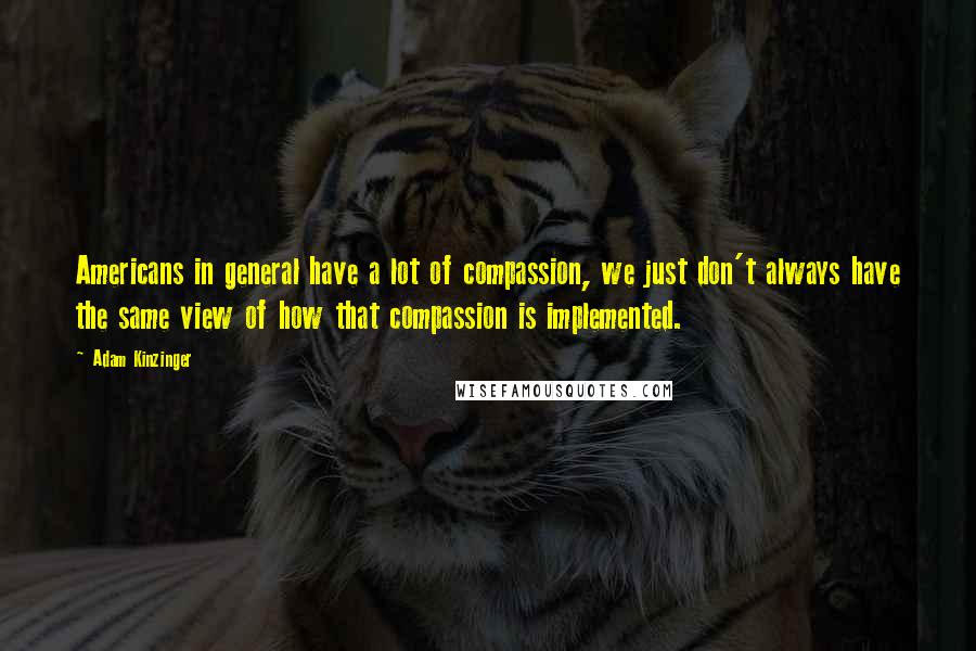 Adam Kinzinger Quotes: Americans in general have a lot of compassion, we just don't always have the same view of how that compassion is implemented.