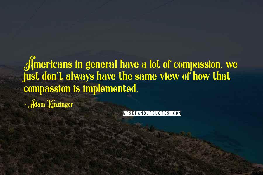 Adam Kinzinger Quotes: Americans in general have a lot of compassion, we just don't always have the same view of how that compassion is implemented.