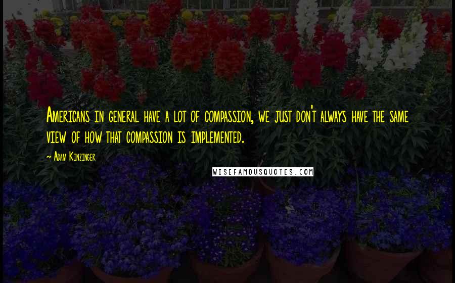 Adam Kinzinger Quotes: Americans in general have a lot of compassion, we just don't always have the same view of how that compassion is implemented.