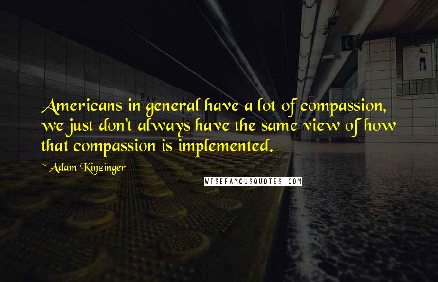 Adam Kinzinger Quotes: Americans in general have a lot of compassion, we just don't always have the same view of how that compassion is implemented.