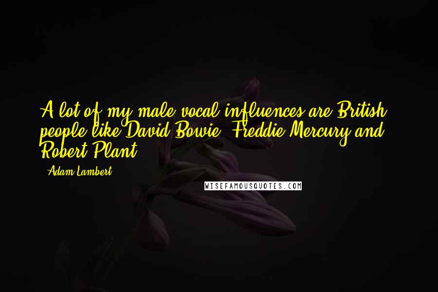 Adam Lambert Quotes: A lot of my male vocal influences are British - people like David Bowie, Freddie Mercury and Robert Plant.