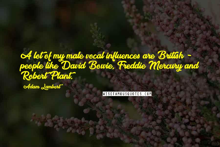 Adam Lambert Quotes: A lot of my male vocal influences are British - people like David Bowie, Freddie Mercury and Robert Plant.