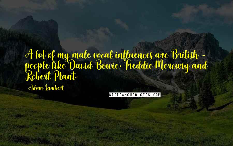 Adam Lambert Quotes: A lot of my male vocal influences are British - people like David Bowie, Freddie Mercury and Robert Plant.