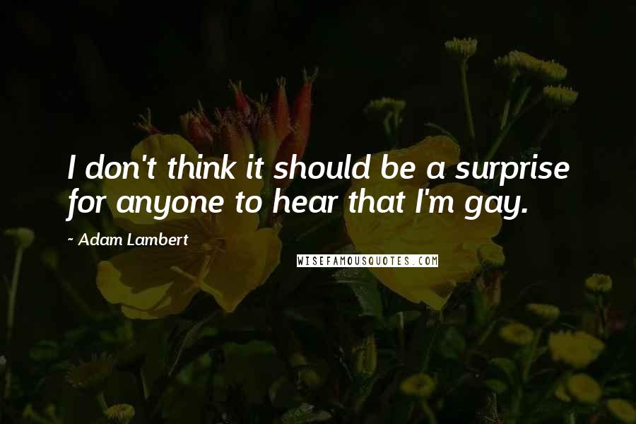 Adam Lambert Quotes: I don't think it should be a surprise for anyone to hear that I'm gay.