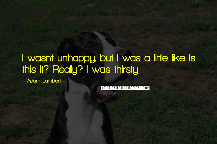 Adam Lambert Quotes: I wasn't unhappy, but I was a little like: 'Is this it? Really?' I was thirsty.