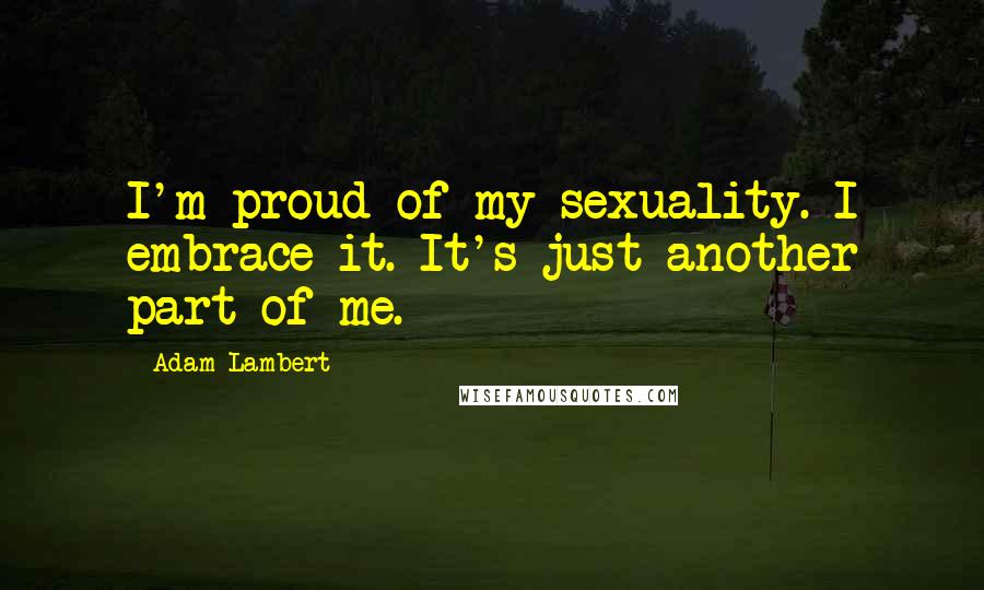 Adam Lambert Quotes: I'm proud of my sexuality. I embrace it. It's just another part of me.
