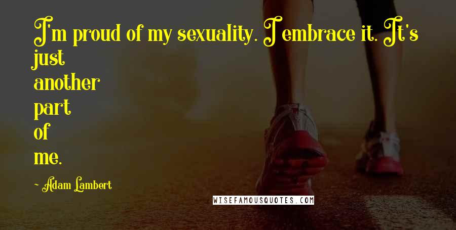 Adam Lambert Quotes: I'm proud of my sexuality. I embrace it. It's just another part of me.