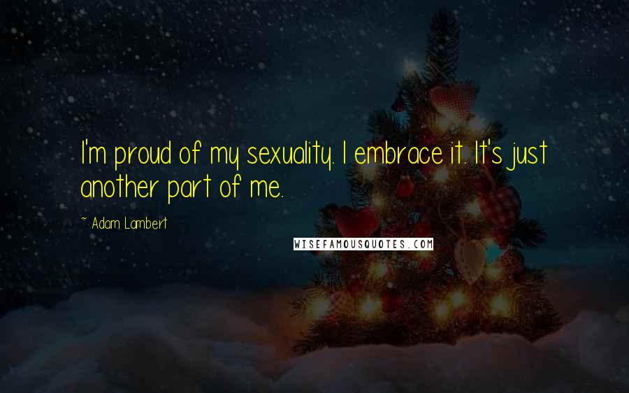 Adam Lambert Quotes: I'm proud of my sexuality. I embrace it. It's just another part of me.