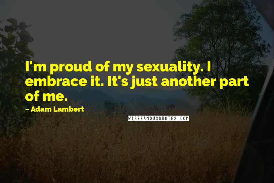 Adam Lambert Quotes: I'm proud of my sexuality. I embrace it. It's just another part of me.