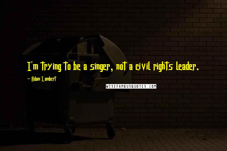 Adam Lambert Quotes: I'm trying to be a singer, not a civil rights leader.