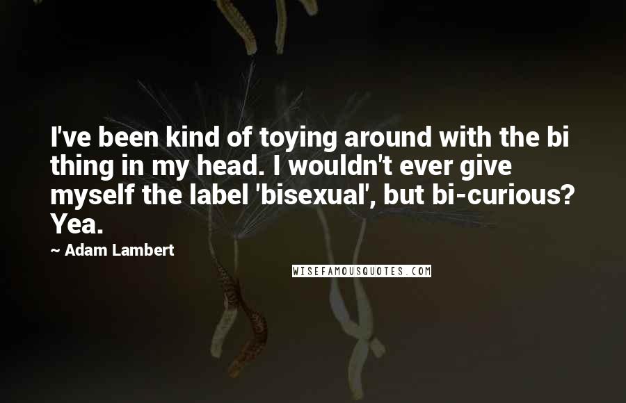 Adam Lambert Quotes: I've been kind of toying around with the bi thing in my head. I wouldn't ever give myself the label 'bisexual', but bi-curious? Yea.