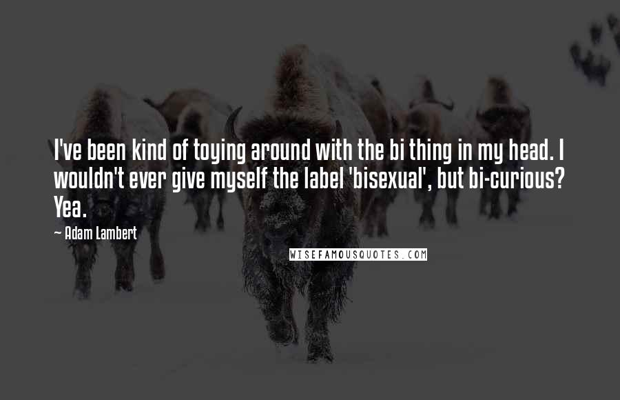 Adam Lambert Quotes: I've been kind of toying around with the bi thing in my head. I wouldn't ever give myself the label 'bisexual', but bi-curious? Yea.