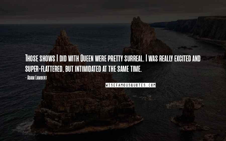 Adam Lambert Quotes: Those shows I did with Queen were pretty surreal. I was really excited and super-flattered, but intimidated at the same time.