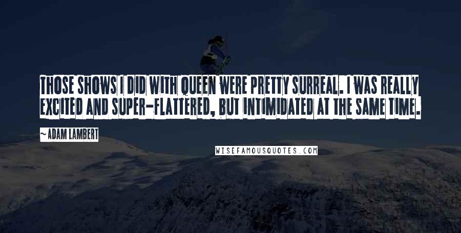 Adam Lambert Quotes: Those shows I did with Queen were pretty surreal. I was really excited and super-flattered, but intimidated at the same time.