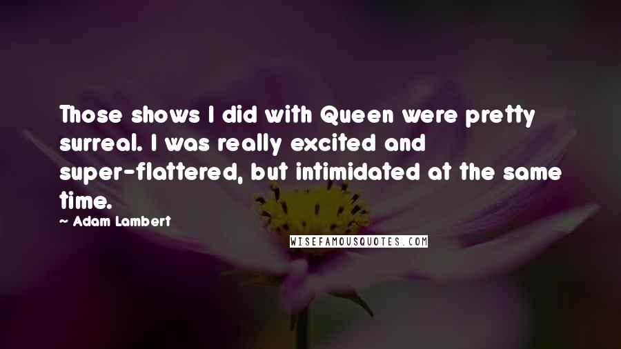 Adam Lambert Quotes: Those shows I did with Queen were pretty surreal. I was really excited and super-flattered, but intimidated at the same time.