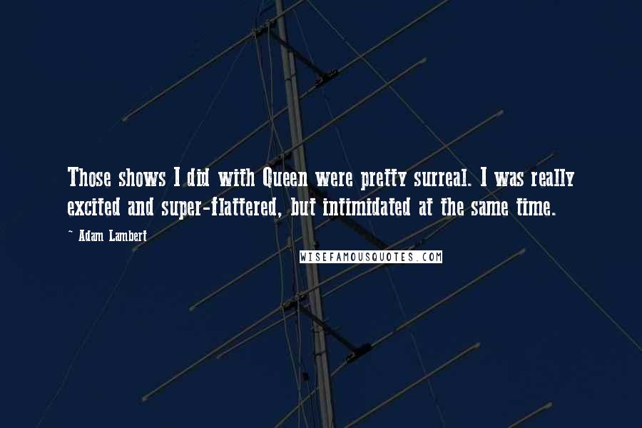 Adam Lambert Quotes: Those shows I did with Queen were pretty surreal. I was really excited and super-flattered, but intimidated at the same time.