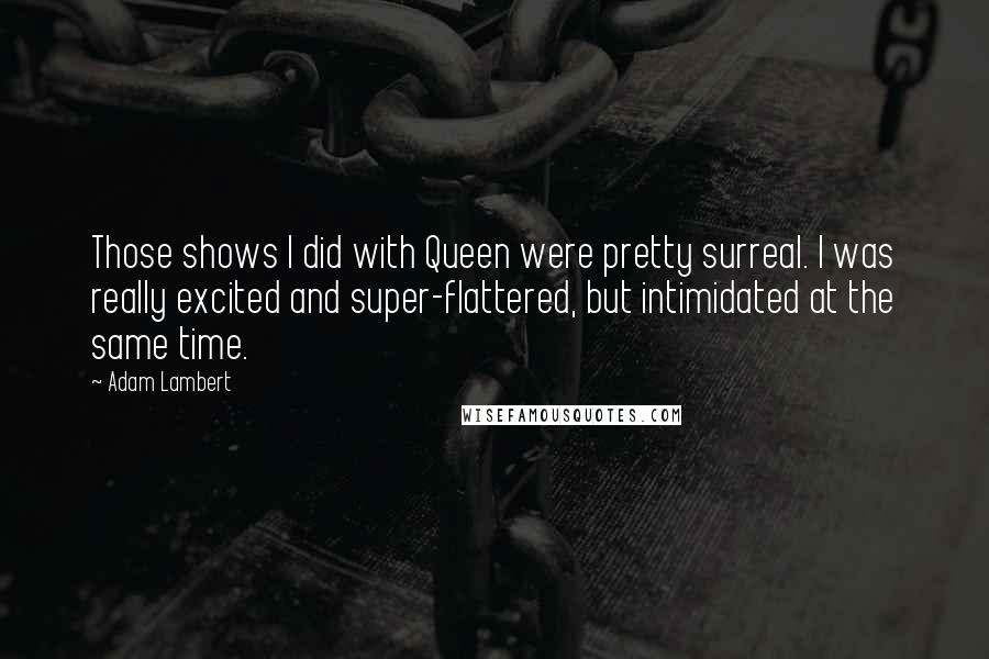 Adam Lambert Quotes: Those shows I did with Queen were pretty surreal. I was really excited and super-flattered, but intimidated at the same time.