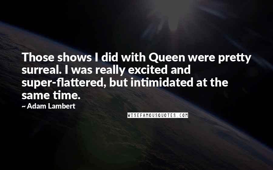 Adam Lambert Quotes: Those shows I did with Queen were pretty surreal. I was really excited and super-flattered, but intimidated at the same time.