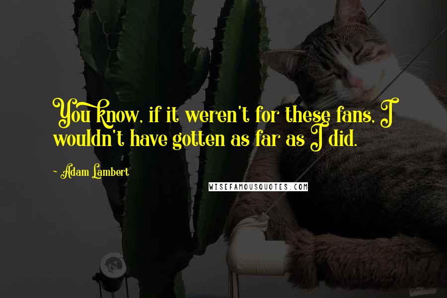 Adam Lambert Quotes: You know, if it weren't for these fans, I wouldn't have gotten as far as I did.