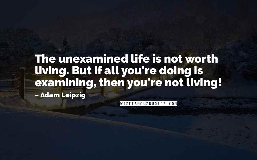 Adam Leipzig Quotes: The unexamined life is not worth living. But if all you're doing is examining, then you're not living!