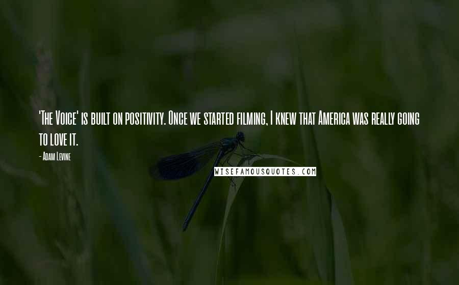 Adam Levine Quotes: 'The Voice' is built on positivity. Once we started filming, I knew that America was really going to love it.