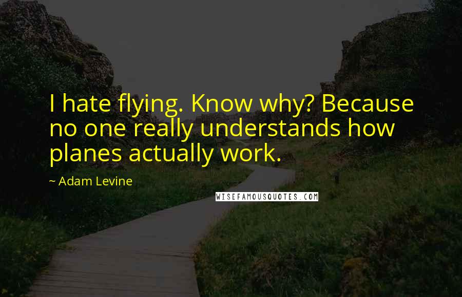 Adam Levine Quotes: I hate flying. Know why? Because no one really understands how planes actually work.