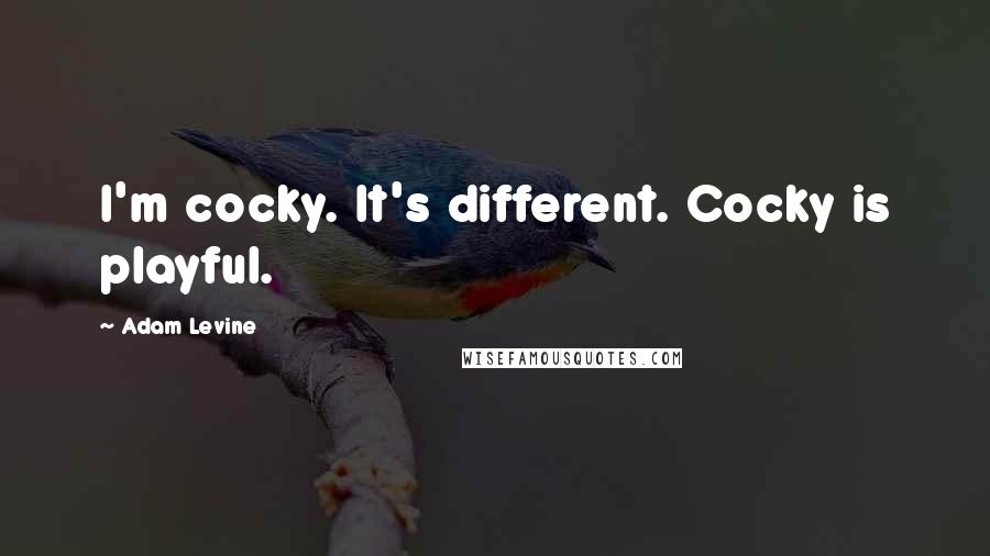 Adam Levine Quotes: I'm cocky. It's different. Cocky is playful.