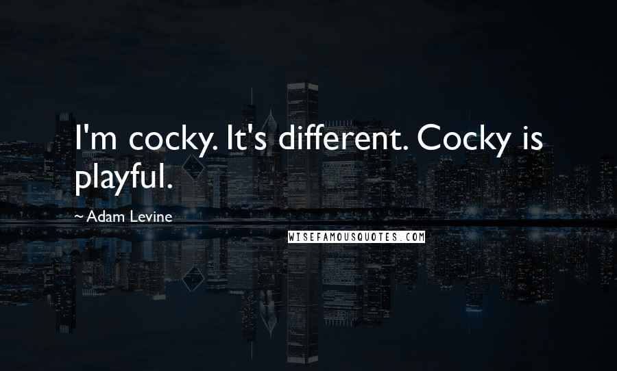 Adam Levine Quotes: I'm cocky. It's different. Cocky is playful.