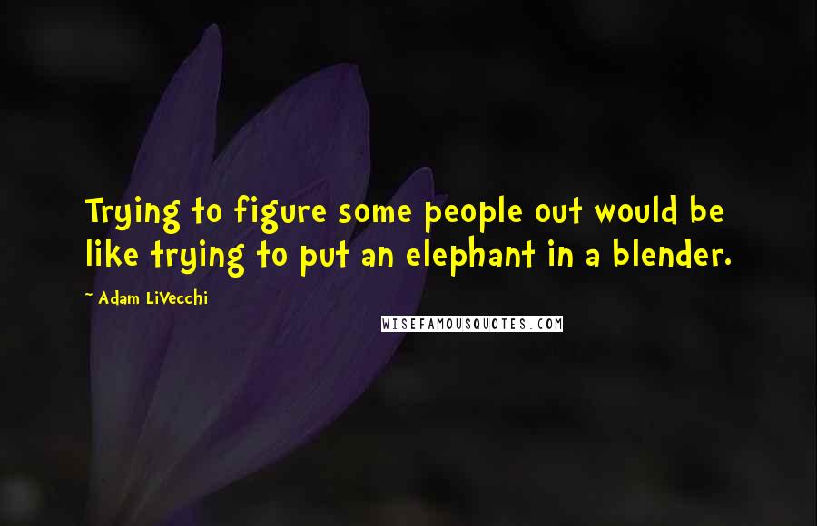 Adam LiVecchi Quotes: Trying to figure some people out would be like trying to put an elephant in a blender.