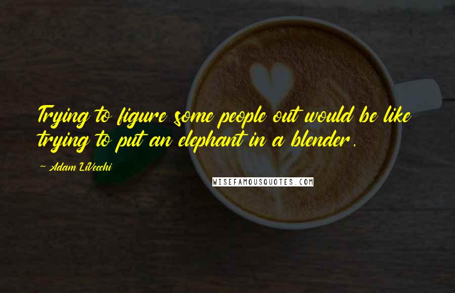 Adam LiVecchi Quotes: Trying to figure some people out would be like trying to put an elephant in a blender.