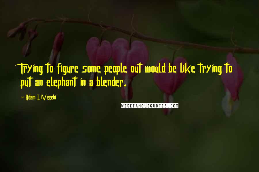 Adam LiVecchi Quotes: Trying to figure some people out would be like trying to put an elephant in a blender.