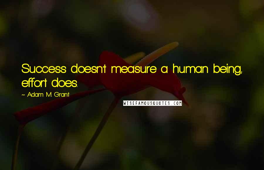 Adam M. Grant Quotes: Success doesn't measure a human being, effort does.