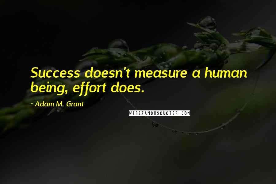 Adam M. Grant Quotes: Success doesn't measure a human being, effort does.