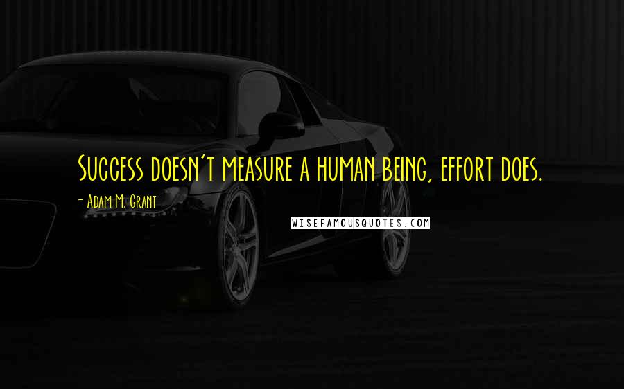 Adam M. Grant Quotes: Success doesn't measure a human being, effort does.