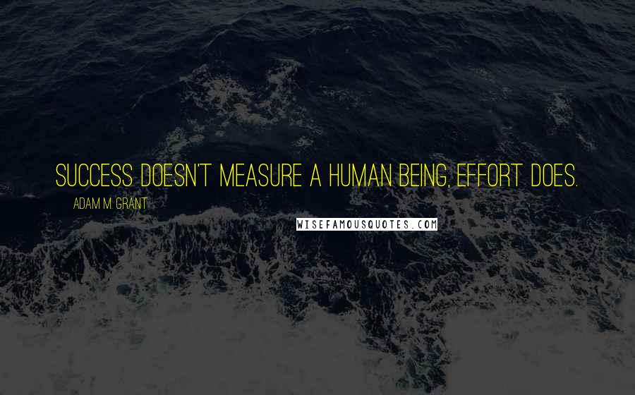 Adam M. Grant Quotes: Success doesn't measure a human being, effort does.
